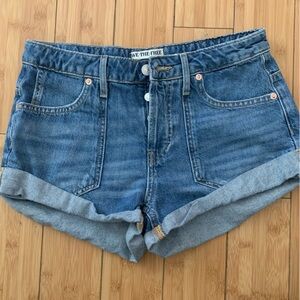 Free People Blue Jean Shorts roll up super short